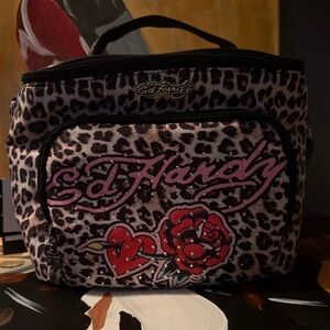 Ed Hardy Leopard lunch Bag - Black and Pink